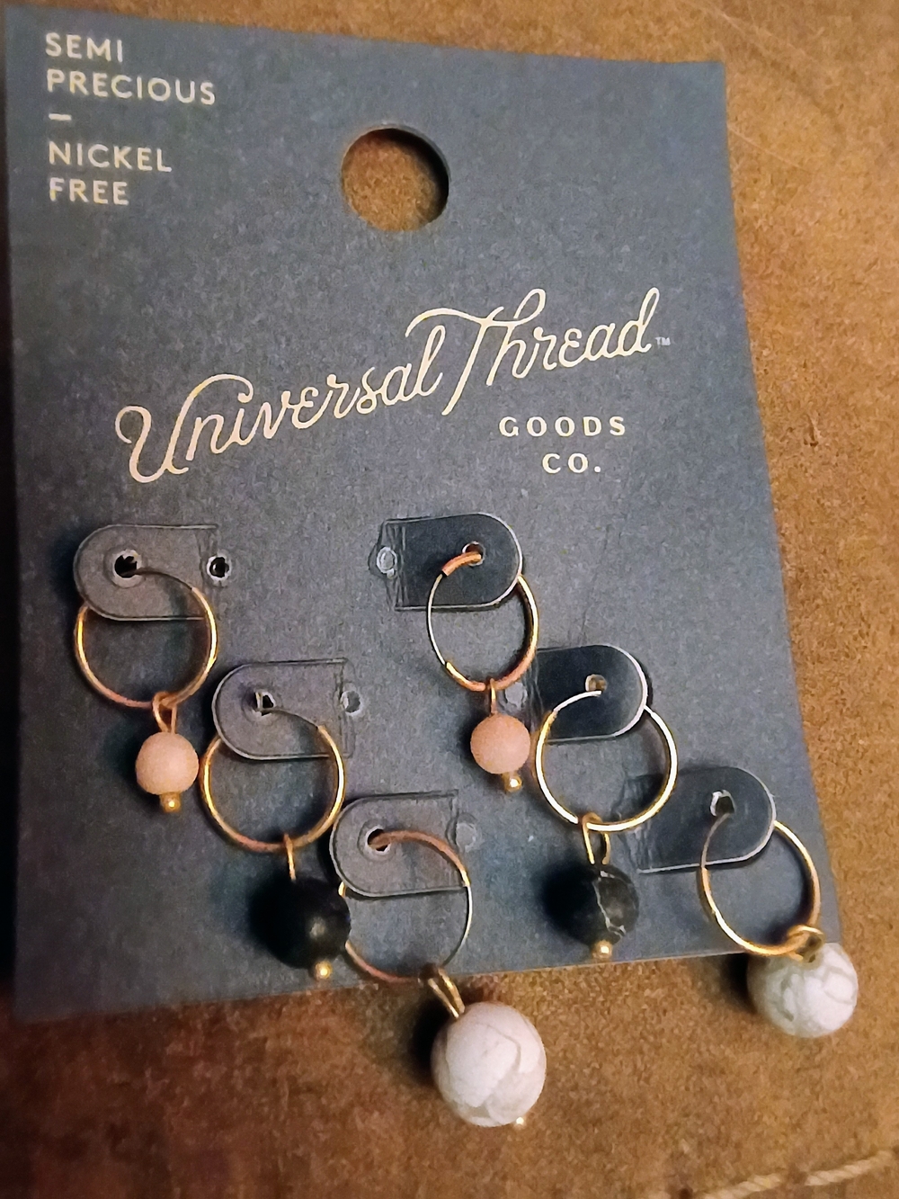 Universal Thread Gold-Tone Hoop Earrings with Pink, Black & White Beads